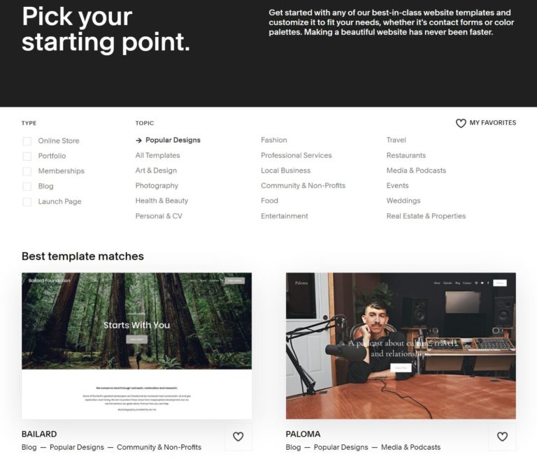 Squarespace-Vorlagen
