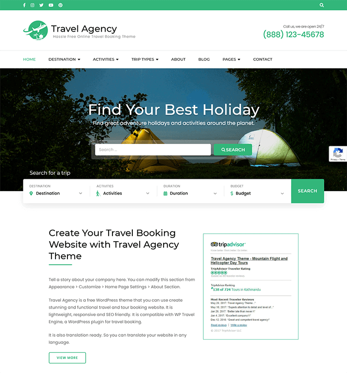 Tema di prenotazione di viaggio gratuito per agenzia di viaggi