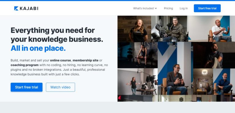 Homepage di Kajabi