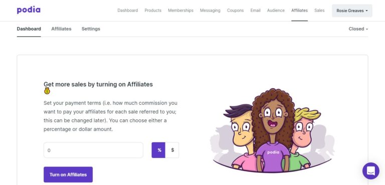 Funzionalità di marketing di Podia