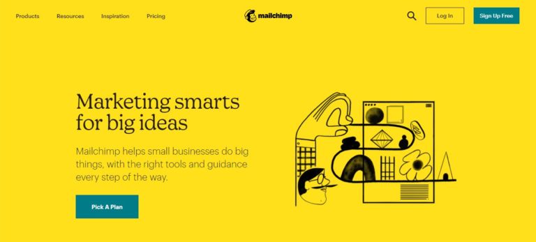 Pagina iniziale di Mailchimp