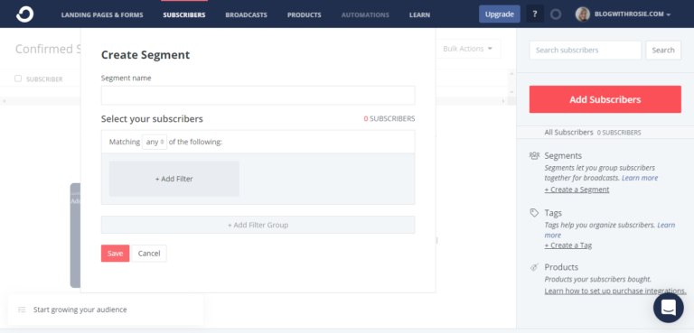 Segmentazione di ConvertKit