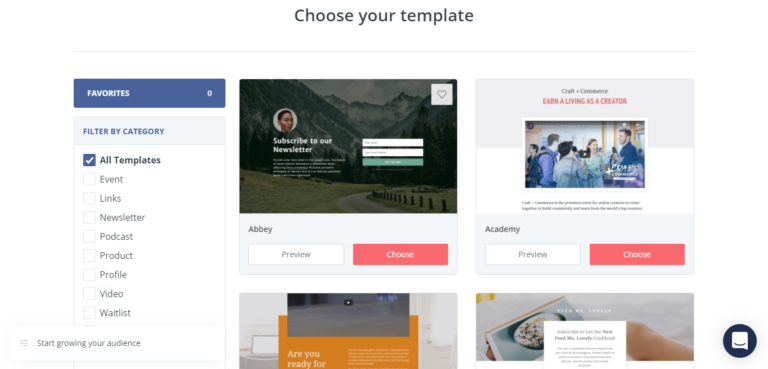 Pagine di destinazione di ConvertKit