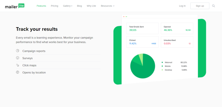 Reportistica e analisi di MailerLite