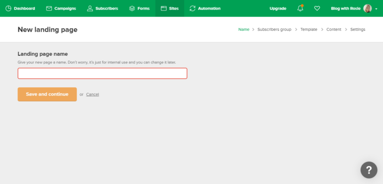Pagine di destinazione di MailerLite