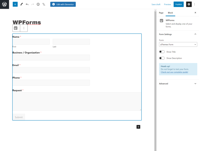 Blocco WPForms