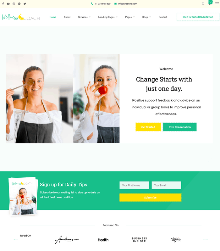 Tema WordPress per l'allenatore del benessere