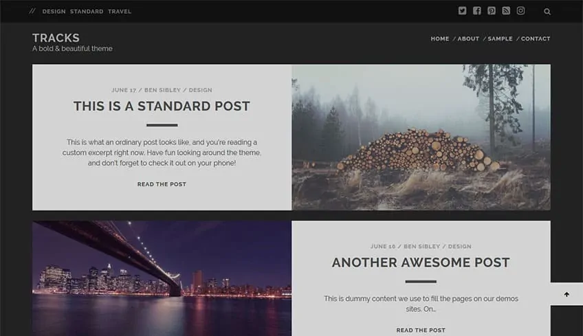 Tracks Бесплатная тема WordPress
