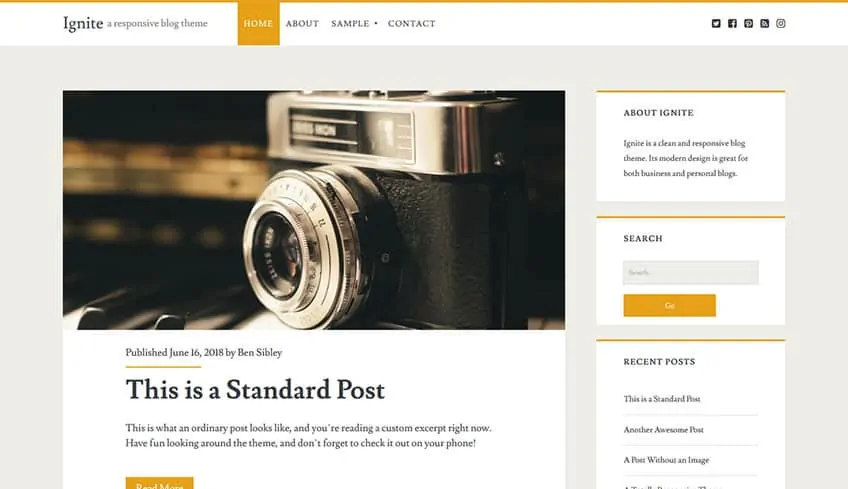 Зажечь бесплатную тему WordPress