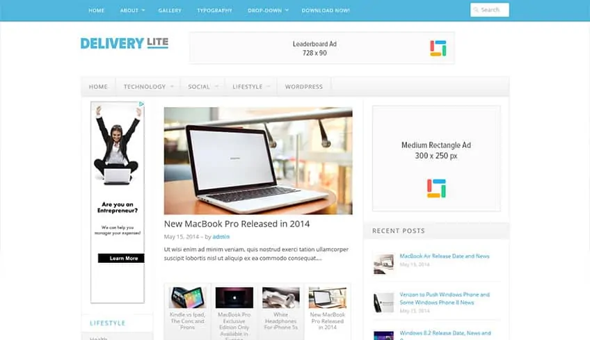 Бесплатная тема WordPress Delivery-Lite