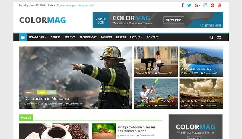 Colormag Бесплатная тема WordPress