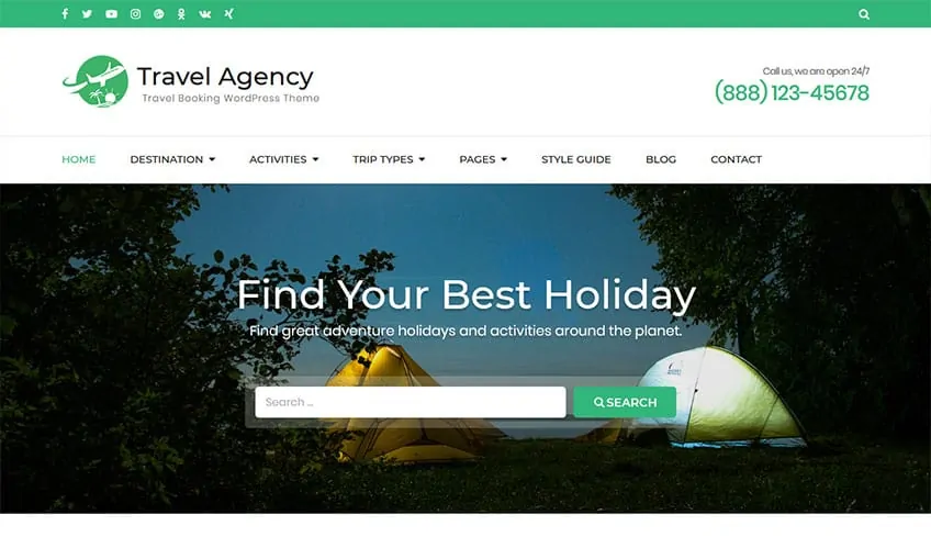 Бесплатная тема WordPress для туристического агентства