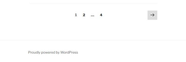 「ProudlypoweredbyWordPress」フッターリンクを表示するWordPressサイトの例