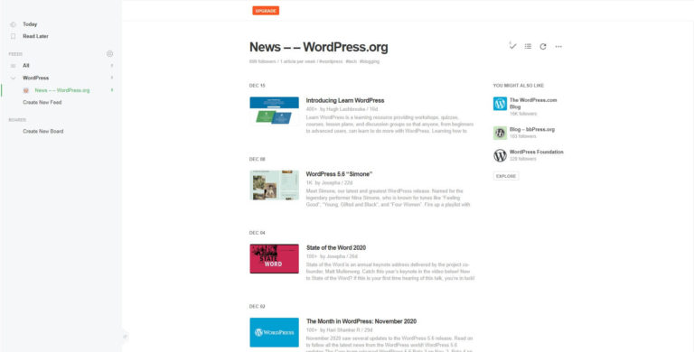 WordPress.orgのニュースフィードをFeedlyに表示するRSSフィードリーダー