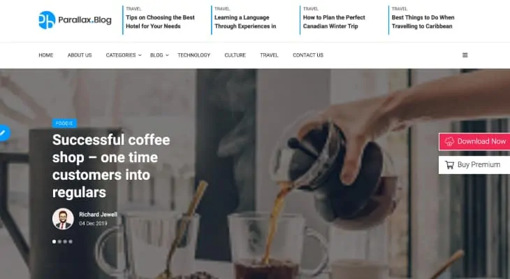 Parallax Blog WordPress Theme