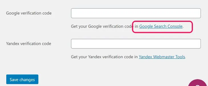 Verifica di Google Search Console con Yoast SEO