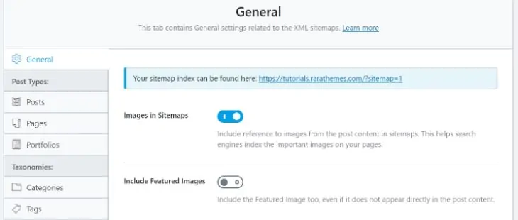 Mappe del sito XML Impostazione del plugin RankMath per WordPress