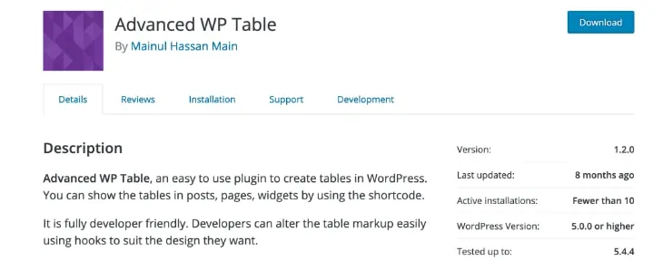 高度なWPテーブルプラグイン