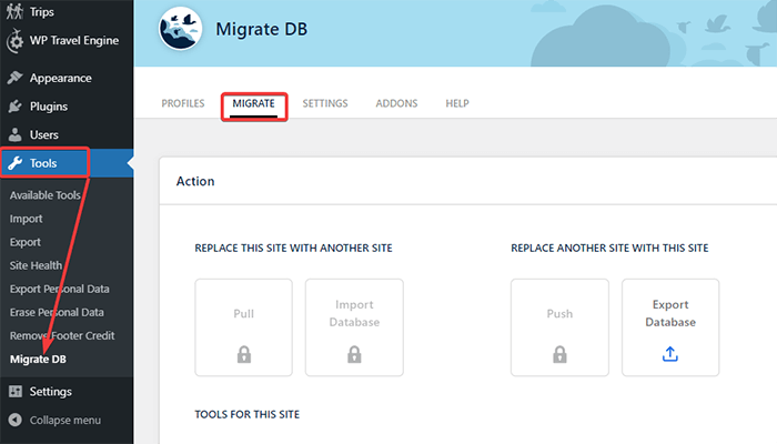 Migrare le impostazioni del DB