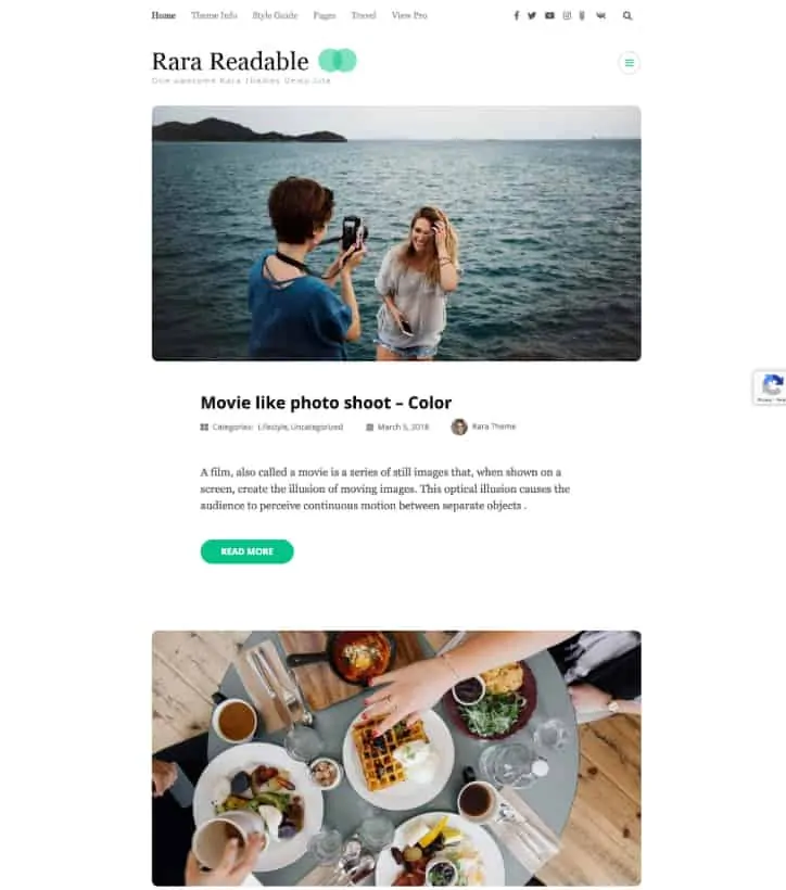 Rara読み取り可能な無料のWordPressThemeg