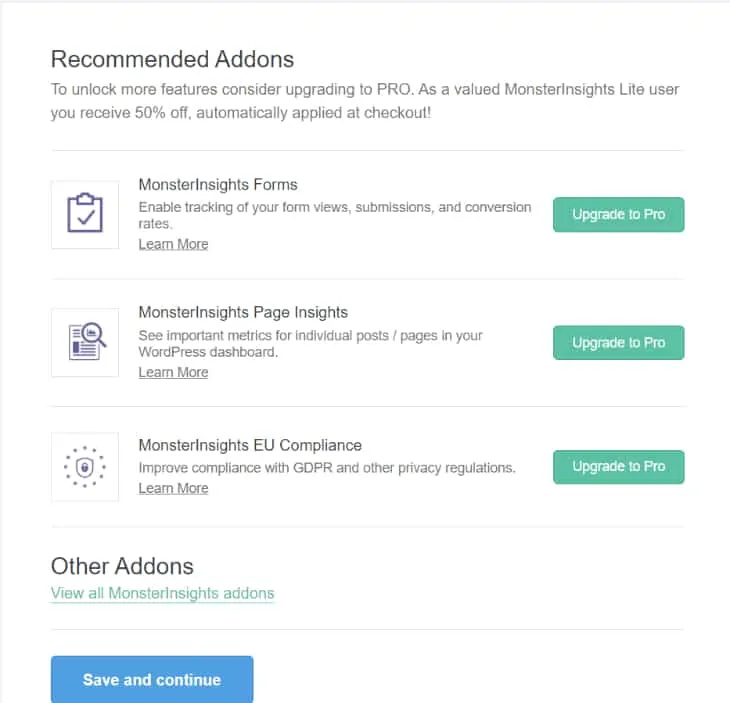 pubblicità per componenti aggiuntivi a pagamento per MonsterInsights