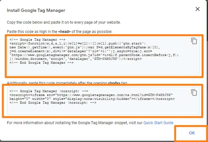 ID gestore tag google