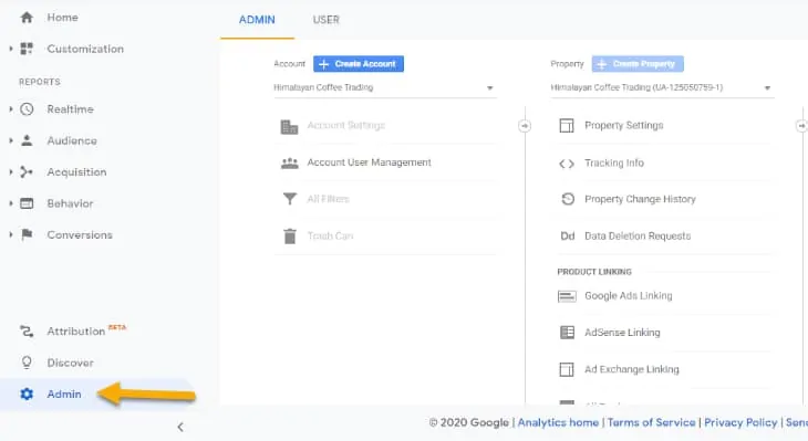 Account amministratore di Google Analytics