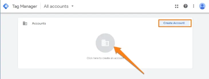 google tag manager crea un account