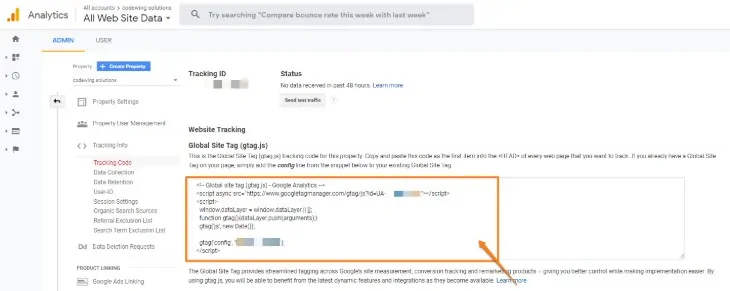 ID di monitoraggio di Google Analytics