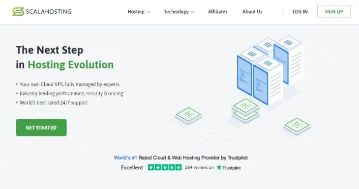 ScalaHostingのホームページ
