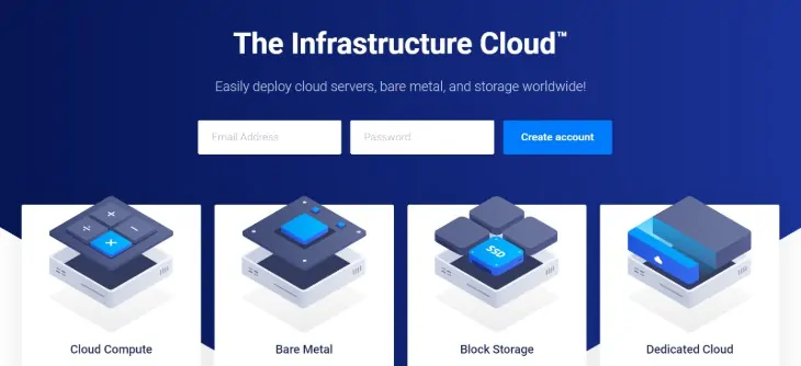 Homepage del fornitore di servizi di hosting di siti Web di Vultr