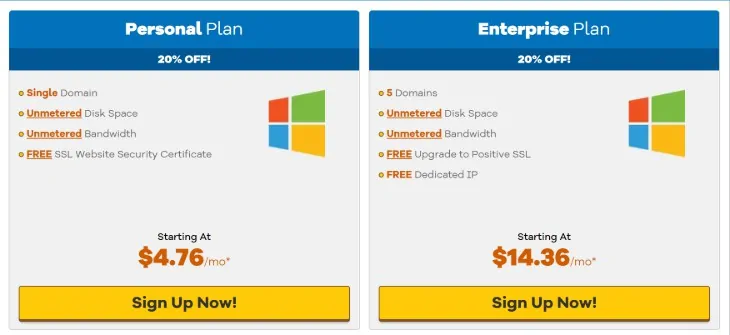 Illustrazione dei piani tariffari del provider di hosting di siti Web HostGator