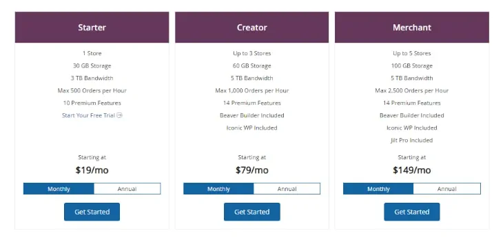 Piano di hosting Web WooCommerce liquido