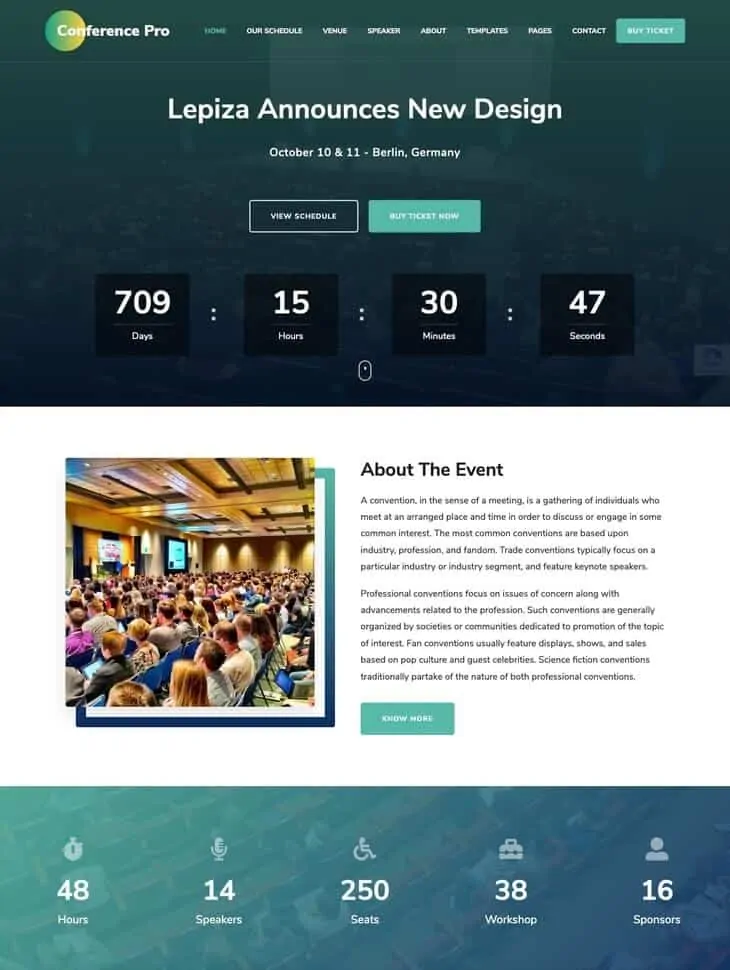 Il tema WordPress Conference Pro