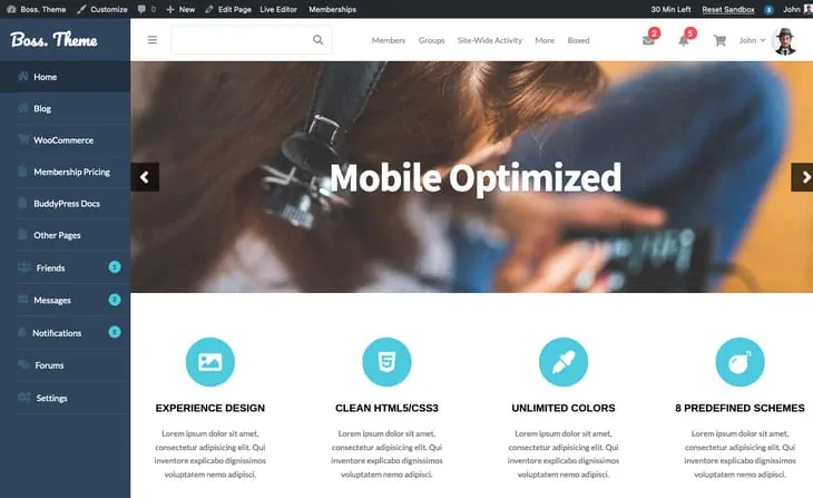Tema Boss Tema del forum WordPress