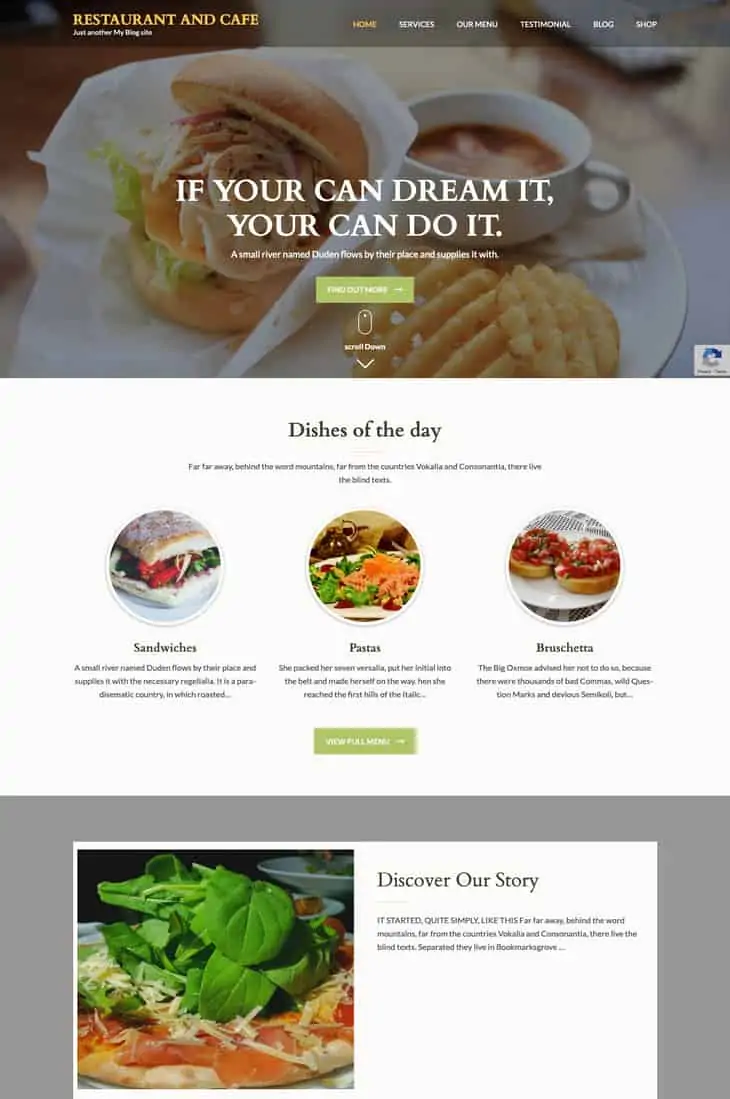 レストランとカフェ無料のWordPressテーマ