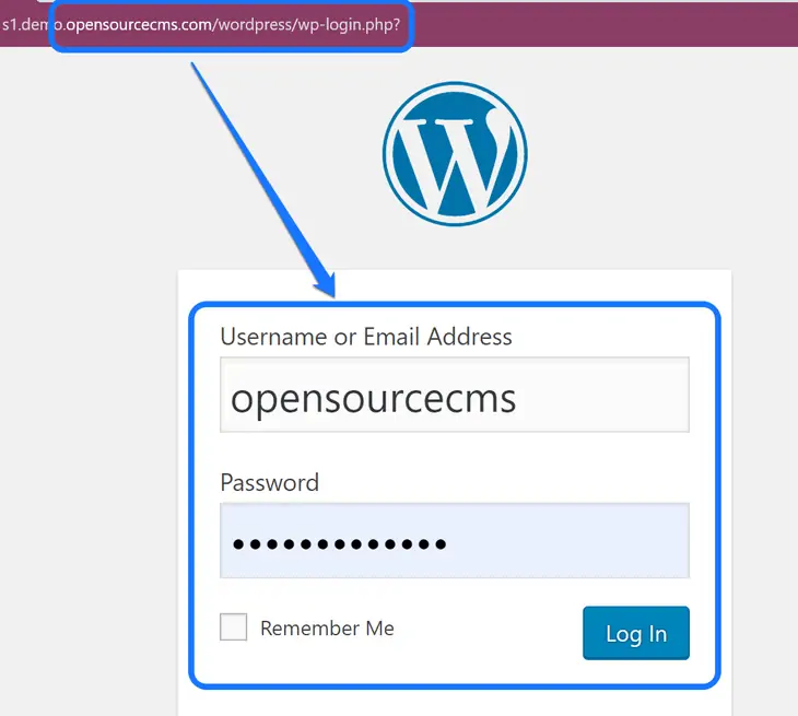 WordPressログインパネルにユーザー名とパスワードを挿入する