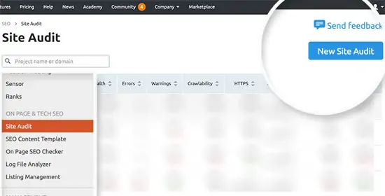 Auditoria do novo site