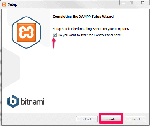xamppのインストールが完了しました