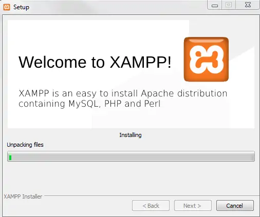 xamppのインストール処理