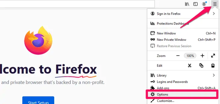 Vai alle opzioni su Firefox