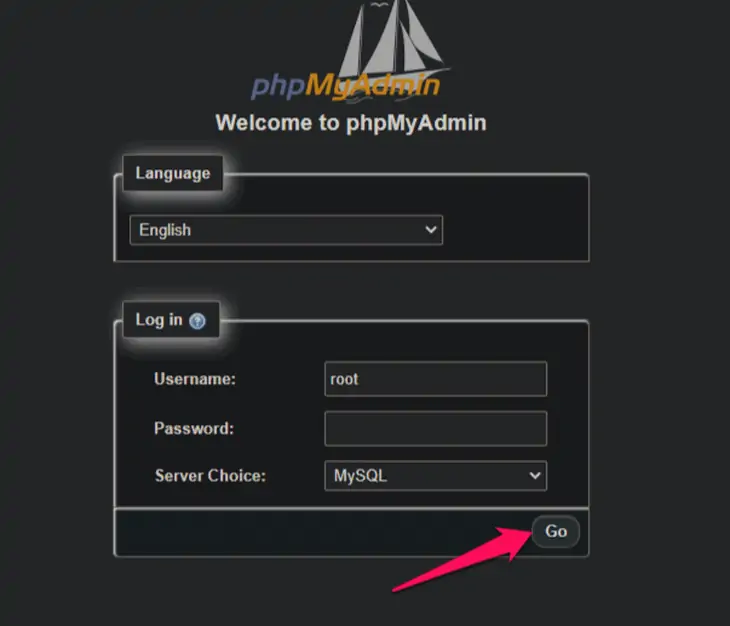 ketik nama pengguna sebagai root
