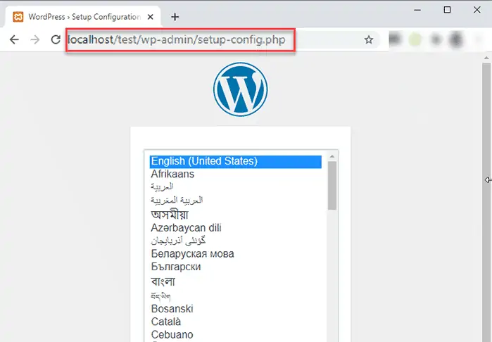 Proses instalasi WordPress-