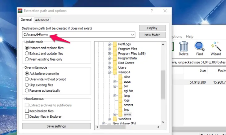 Ekstrak WordPress di drive c