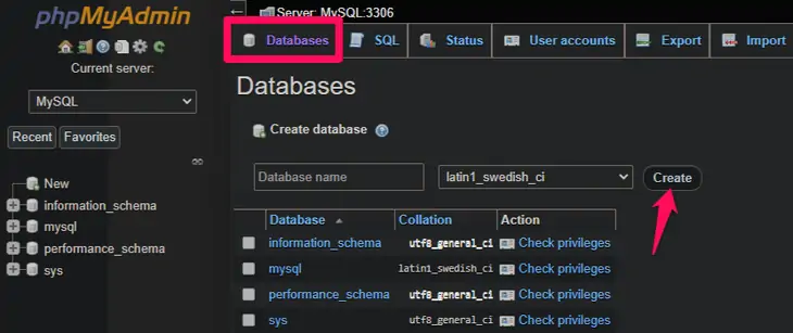buat databasenya