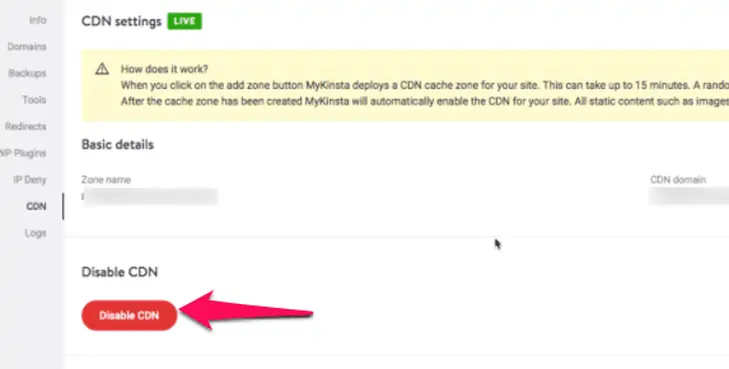 desabilitando CDN