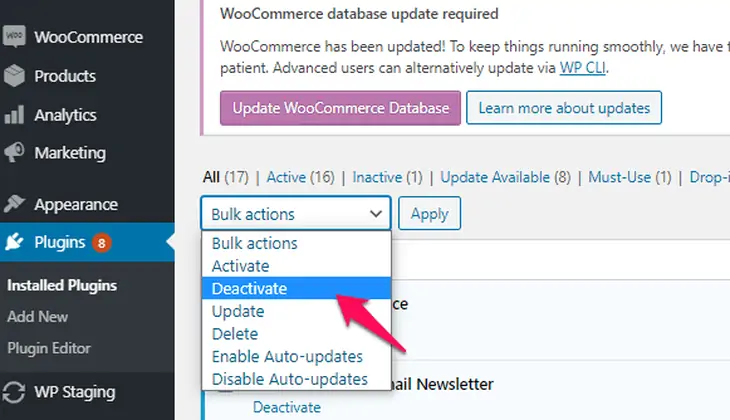 desative todos os plugins