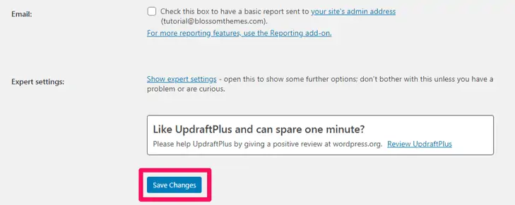 updraftplusバックアップ保存設定