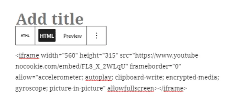 Fügen Sie den Einbettungscode in den HTML-Block ein