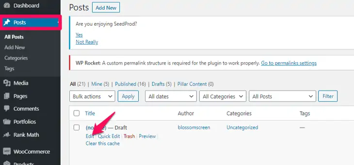 Pilih pos untuk disematkan Formulir Google